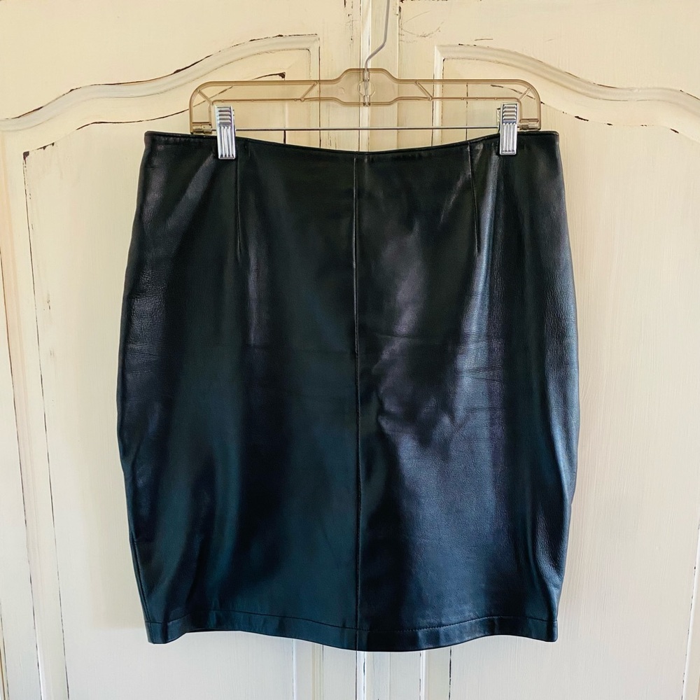 VINTAGE Hugo Buscati Black Leather Skirt